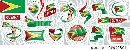 Vector set of the national flag of Guyana in various creative designs 66095301