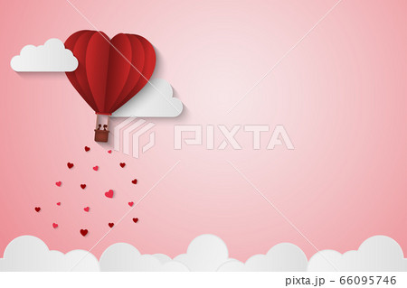 Paper Style love of valentine day , balloon flying 66095746