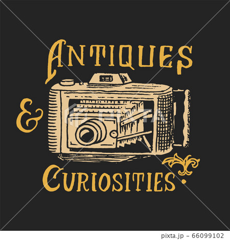 Vintage camera. Antique shop label or golden badge. Victorian ancient logo for t-shirt and Vintage camera. Antique shop label or golden badge. Victorian ancient logo for t-shirt and 66099102