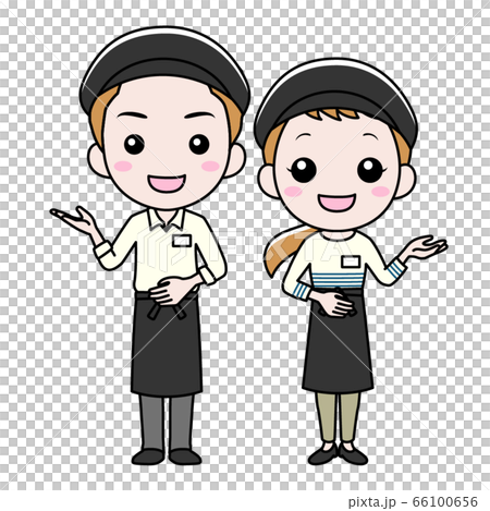 笑顔で案内するカフェ店員 笑顔で案内するカフェ店員 66100656