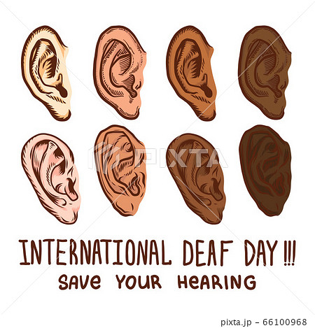 International deaf day icon set, hand drawn style International deaf day icon set, hand drawn style 66100968