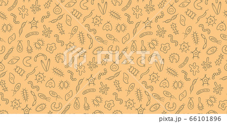 Germs, virus, bacterias and pathogen. Microbes and protozoa. Seamless vector pattern Germs, virus, bacterias and pathogen. Microbes and protozoa. Seamless vector pattern 66101896