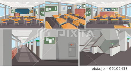 学校 教室 廊下のイラスト素材