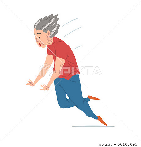 Elderly Woman Falling Down, Retired Female Person Falling Ahead, Accident, Pain and Injury Cartoon Style Vector Illustration on White Background 66103095