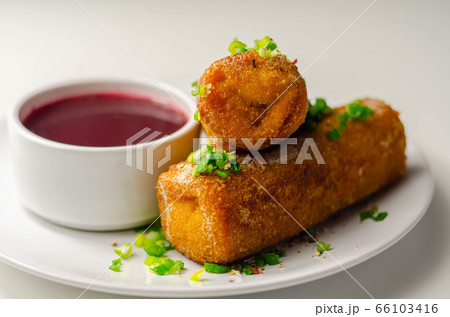 Delicious croquettes with sauerkraut and mushrooms 66103416