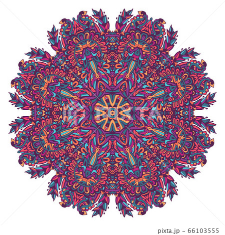Vector hand drawn doodle mandala with florals. 66103555