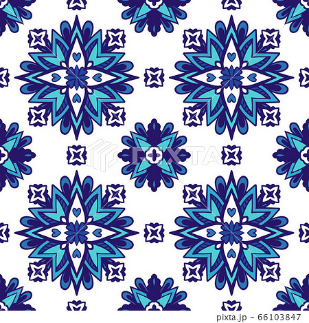 Abstract blue and white tile ethnic background 66103847
