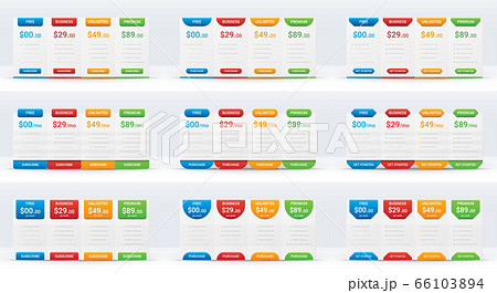 Price comparison table layout template for four products, vector illustration 66103894