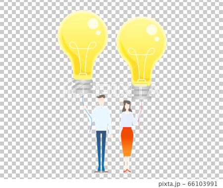 Illustration of men and women with a light bulb Illustration of men and women with a light bulb 66103991