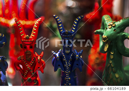 Beautiful vintage colourful wooden satanic dolls 66104189