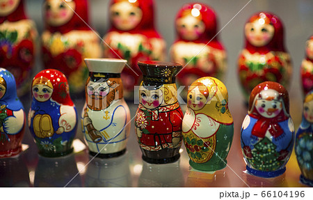 Beautiful vintage colourful wooden dymkovo dolls 66104196
