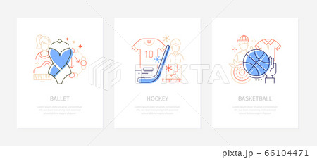 Active lifestyle and sport - vector line design style banners 66104471