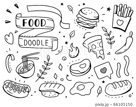 food doodle illustration. Doodle design conceptのイラスト素材 ...