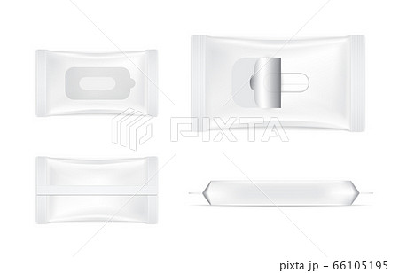 3D Mock up Realistic Wet Wipe Foil Sachet Set Bag 66105195