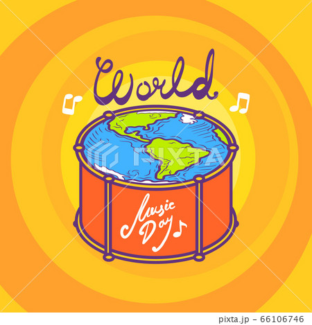 Drum music day concept background, hand drawn style 66106746