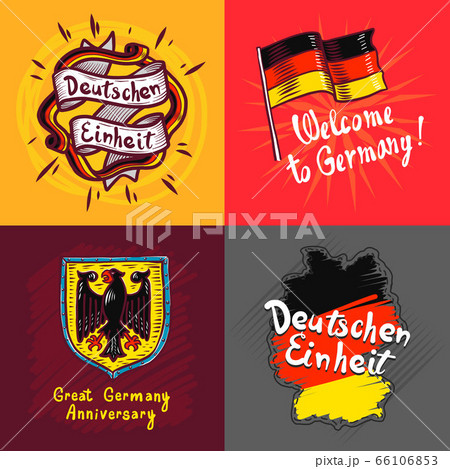 Deutschen Einheit banner set, hand drawn style 66106853