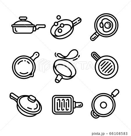 Griddle icon set, outline style Griddle icon set, outline style 66108583