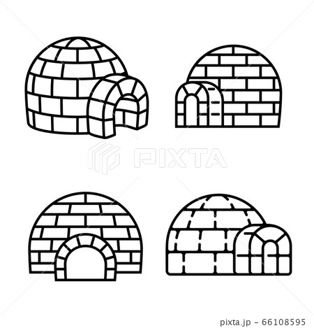 Igloo icon set, outline style Igloo icon set, outline style 66108595