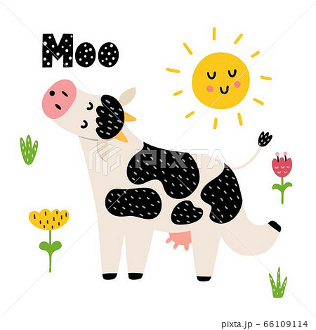 Moo Card With A Funny Cowのイラスト素材