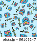 The seamless pattern consists of stylized shields and European-type swords. A good pattern for children's room wallpaper or wrapping paper 66109247
