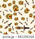The endless pattern consists of stylized shields and swords. A good pattern for children s room wallpaper or wrapping paper. The old aristocracy and chivalry. 66109248