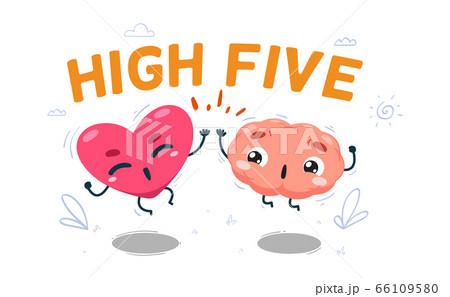 the heart is doing a high five with the brain. the heart is doing a high five with the brain. 66109580