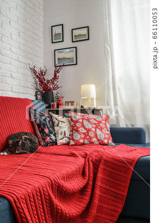 Christmas decorations with candles and red plaid Christmas decorations with candles and red plaid 66110053