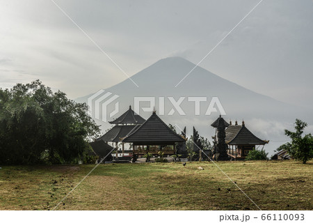 Pura Lempuyang temple and view on volcano Agung Pura Lempuyang temple and view on volcano Agung 66110093