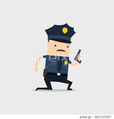 The police officer kneels on the floor and holding a gun. The police officer kneels on the floor and holding a gun. 66110567