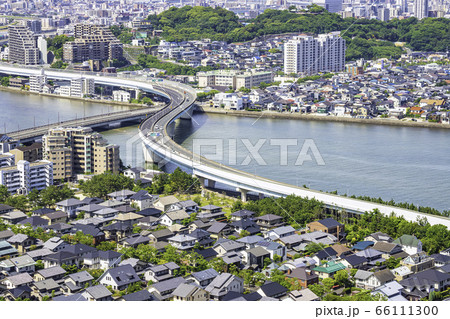 福岡タワーから見た福岡の美しい町並み 福岡タワーから見た福岡の美しい町並み 66111300