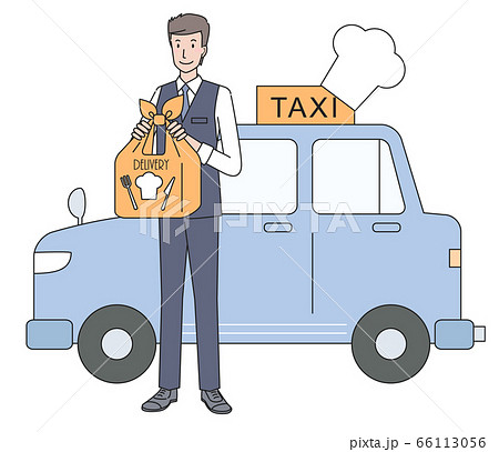 食事のデリバリーをするタクシー運転手の若い男性 66113056