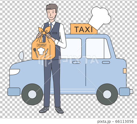 食事のデリバリーをするタクシー運転手の若い男性 66113056