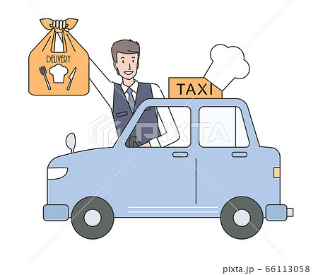 食事のデリバリーをするタクシー運転手の若い男性 66113058