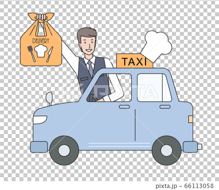 食事のデリバリーをするタクシー運転手の若い男性 66113058