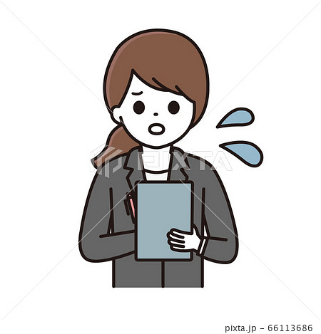 メモを取るビジネスウーマンのイラストのイラスト素材