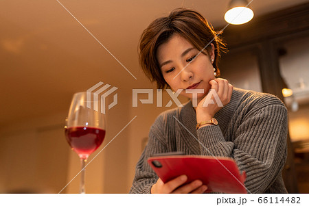お酒を飲む女性 66114482