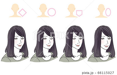 顔型別ヘアスタイルイラスト 顔型別ヘアスタイルイラスト 66115027