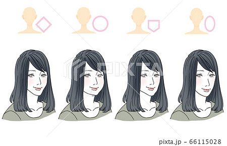 顔型別ヘアスタイルイラスト 顔型別ヘアスタイルイラスト 66115028