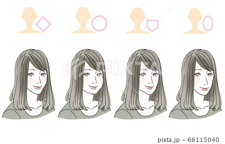 顔型別ヘアスタイルイラストのイラスト素材