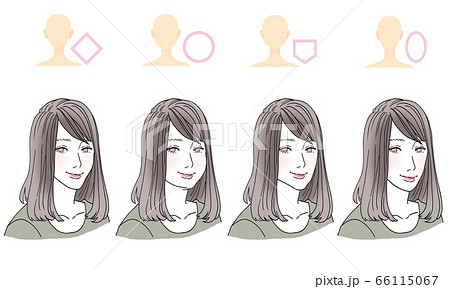 顔型別ヘアスタイルイラストのイラスト素材