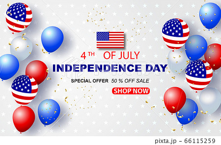 Balloons of USA American 4th of July background. 66115259