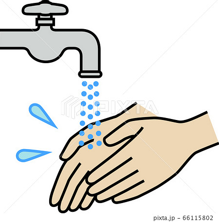 水道水で手を洗うシンプルなイラストのイラスト素材