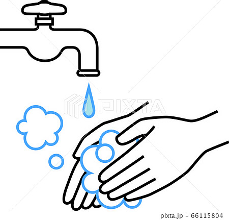 石けんの泡で手を洗うイラストのイラスト素材