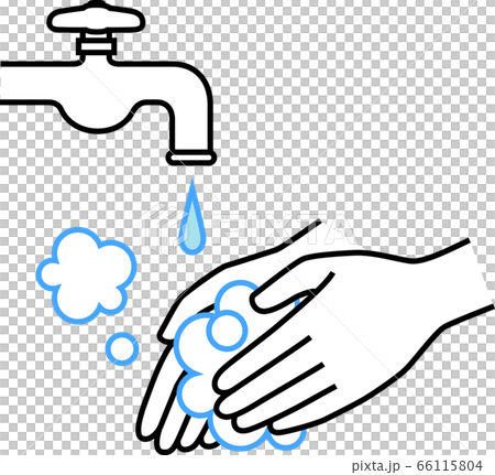 石けんの泡で手を洗うイラストのイラスト素材