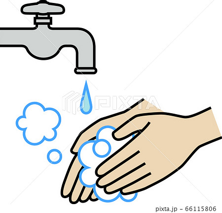 石けんの泡で手を洗うイラストのイラスト素材