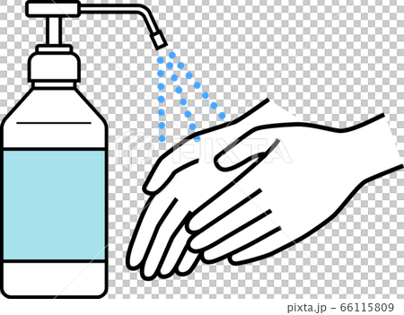 Illustration of sterilizing viruses on hands with antiseptic solution Illustration of sterilizing viruses on hands with antiseptic solution 66115809