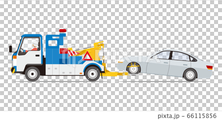 故障車を牽引するレッカー車 横向き のイラスト素材