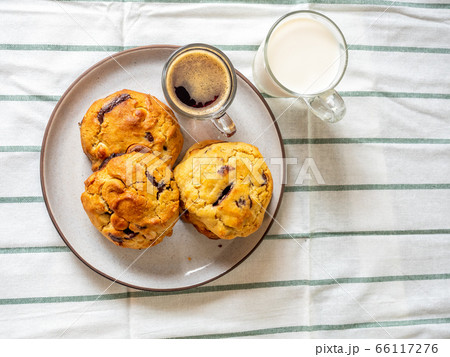Chewy chocolate chip soft cookies with cup of 66117276