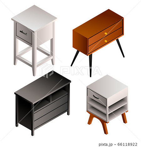 Nightstand icon set, isometric style 66118922