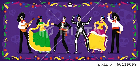 Mexican day of the dead. Skeletons party 66119098